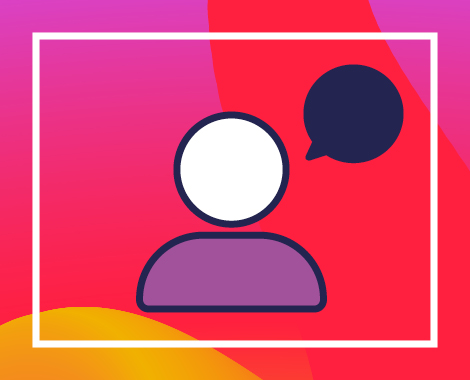 Student icon with a speech bubble graphic